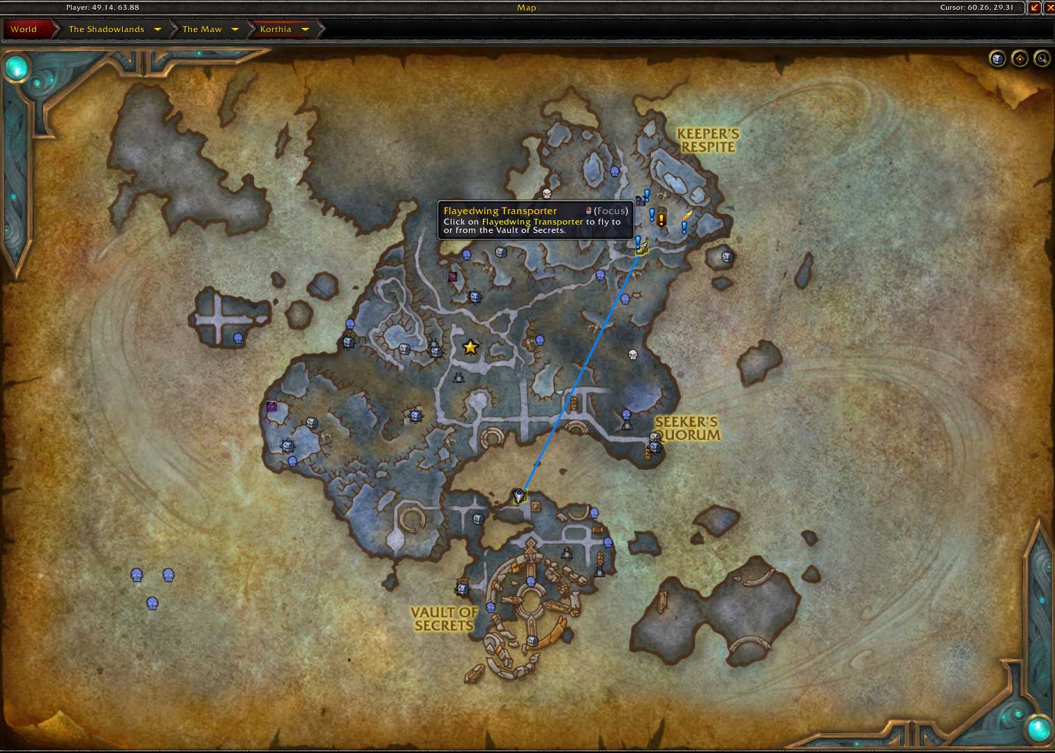 teleporting locations in korthia